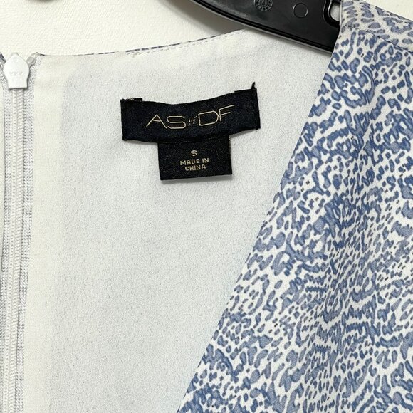 AS by DF Ischia Print Puff Sleeve Mini Dress in Blue Size S - Picture 9 of 12